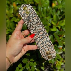 Embossed Leather Wide Band Bracelet